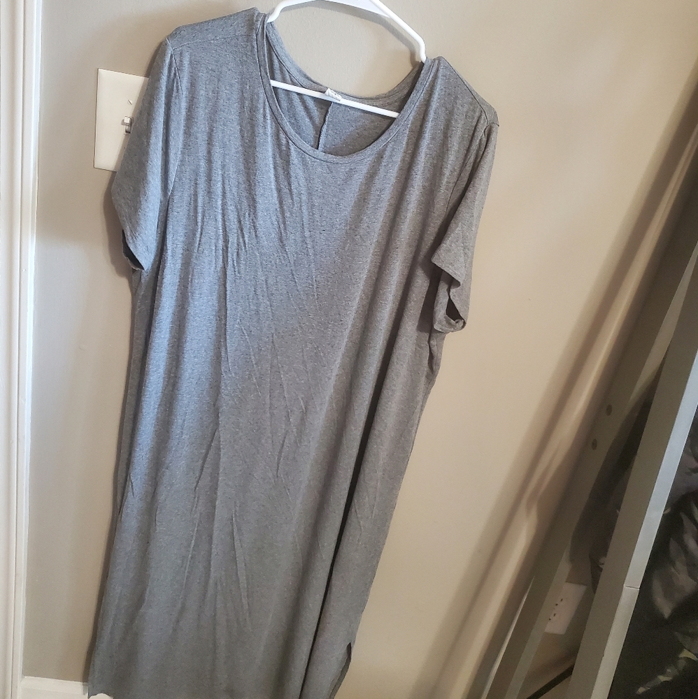 Grey Tshirt Dress with Slits
